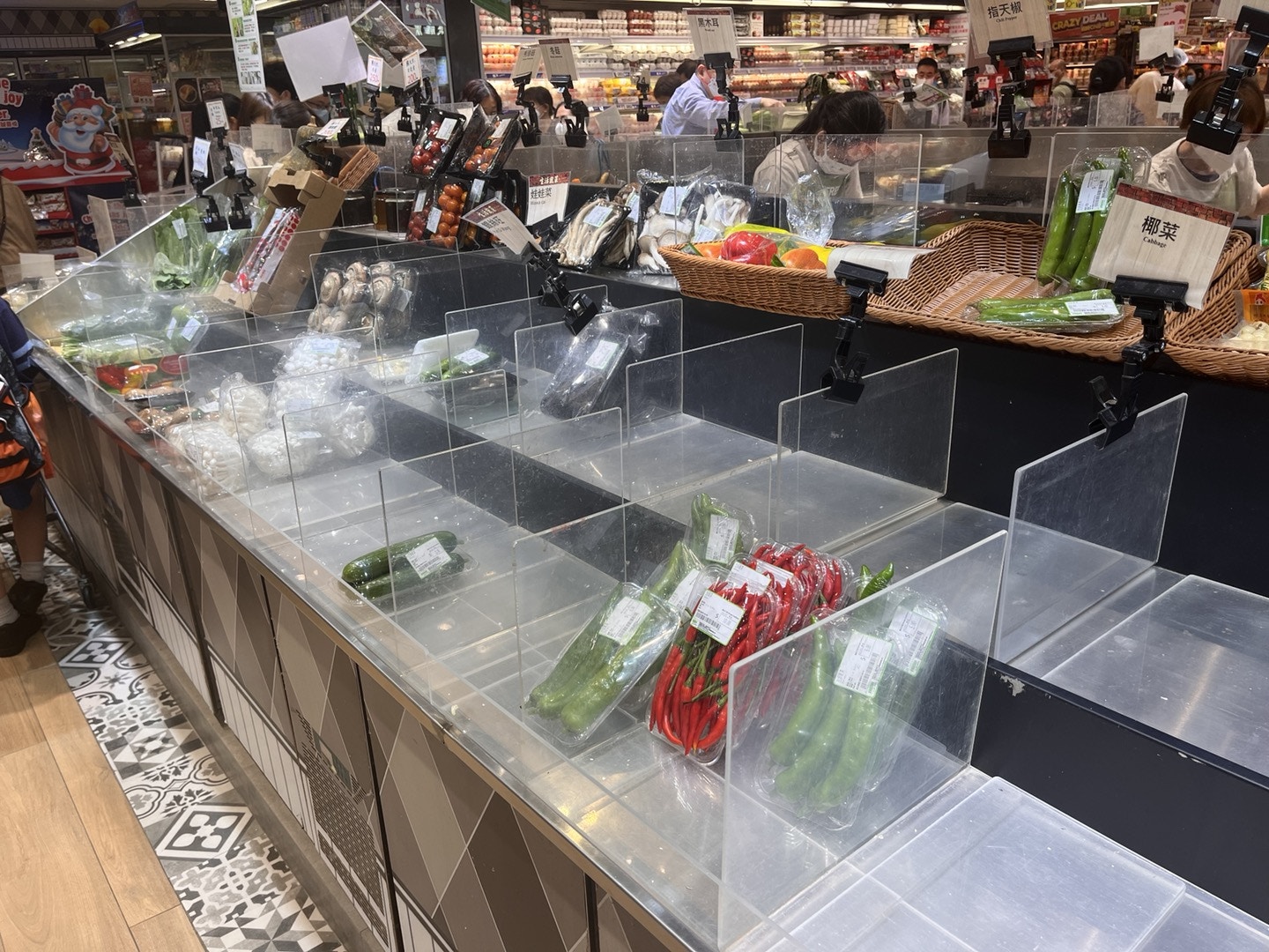 Typhoon Cyclone The shelves of bread and vegetables in supermarkets