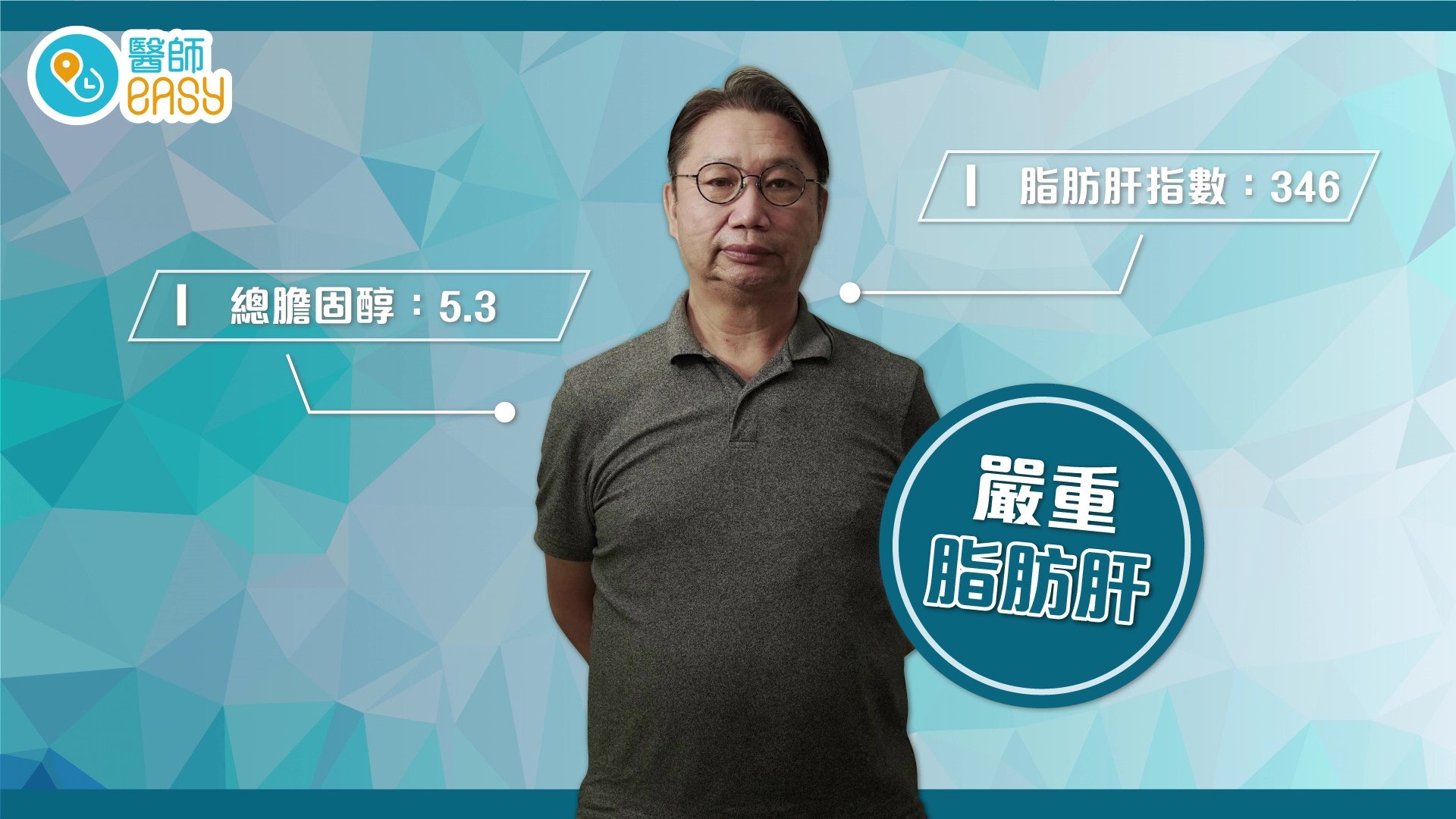 王先生的脂肪肝指數高達346、總膽固醇就有5.3,屬於嚴重脂肪肝。(圖片:醫師Easy拍攝) 王先生的脂肪肝指數高達346、總膽固醇就有5.3,屬於嚴重脂肪肝。(圖片:醫師Easy拍攝)