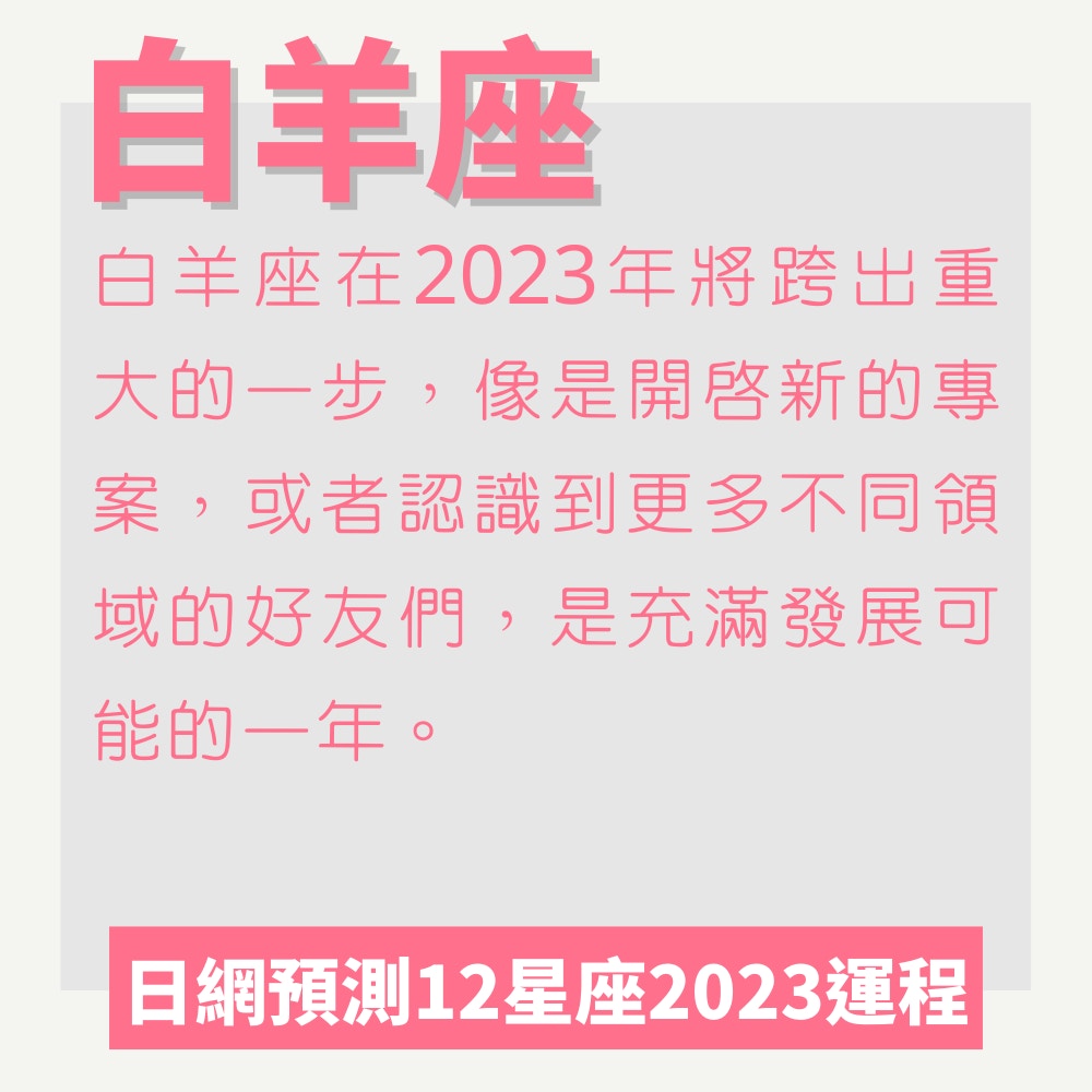 日本網站預測12星座2023年運程（01製圖）