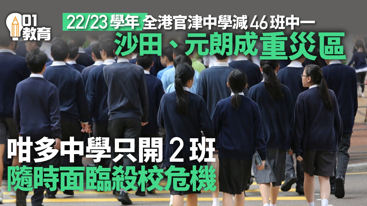 中學縮班 22學年減46班中一沙田 元朗重災區多11校只開2班