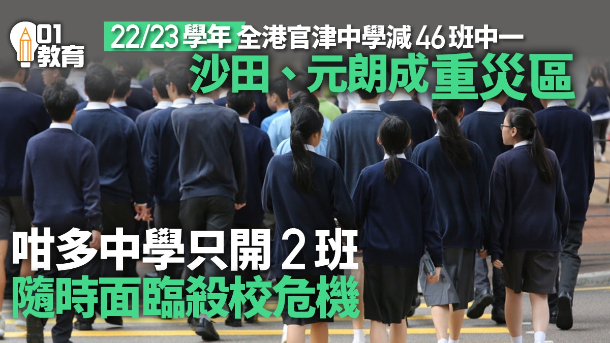 中學縮班|22學年減46班中一沙田、元朗重災區多11校只開2班 中學縮班|22學年減46班中一沙田、元朗重災區多11校只開2班