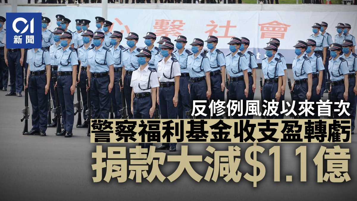 警察福利基金|反修例以來收支首盈轉虧 捐款少$1億按年跌八成半 警察福利基金|反修例以來收支首盈轉虧 捐款少$1億按年跌八成半
