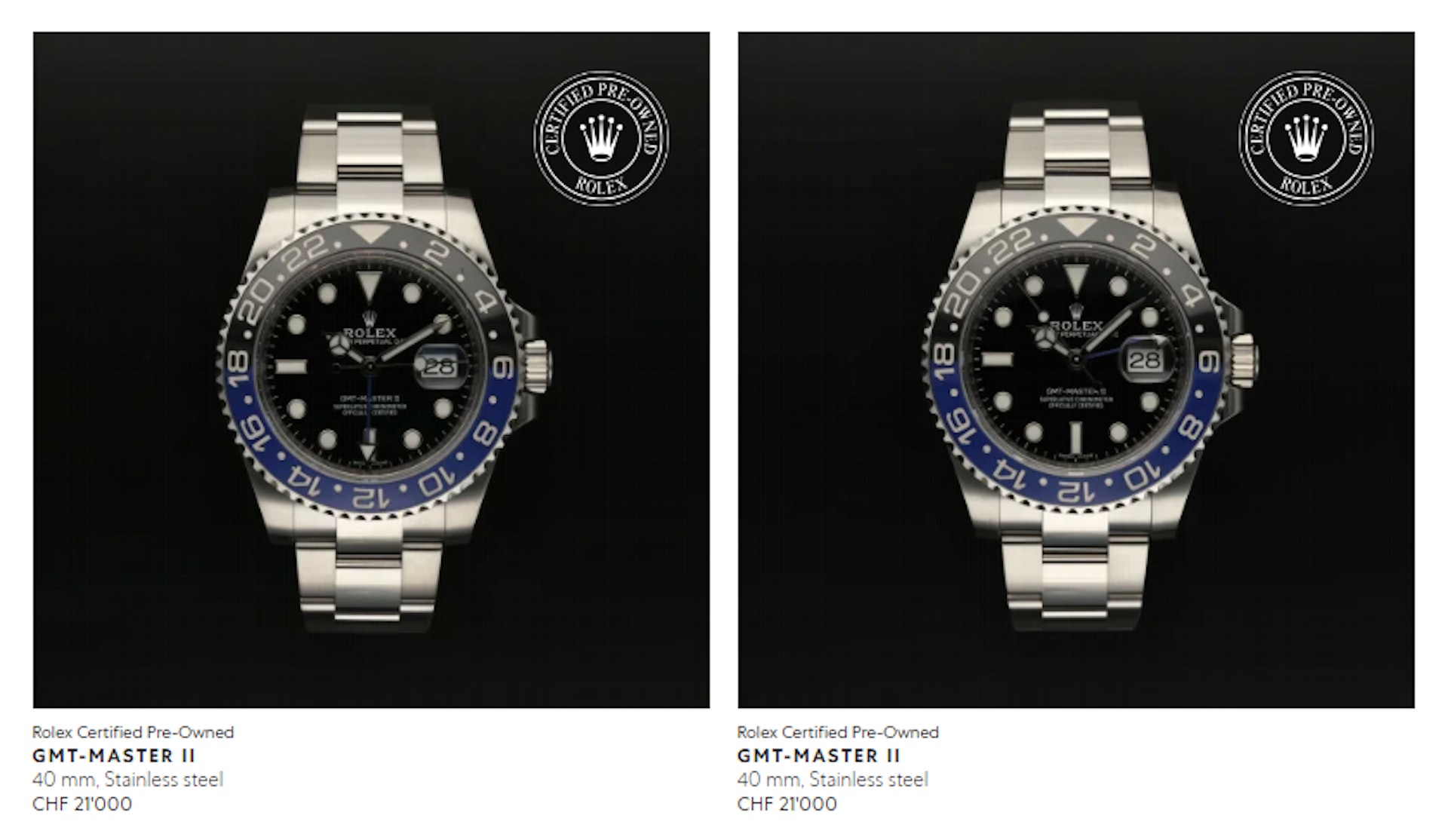 寶齊萊官網列出的勞力士原廠認證中古錶(Source:Bucherer) 寶齊萊官網列出的勞力士原廠認證中古錶(Source:Bucherer)