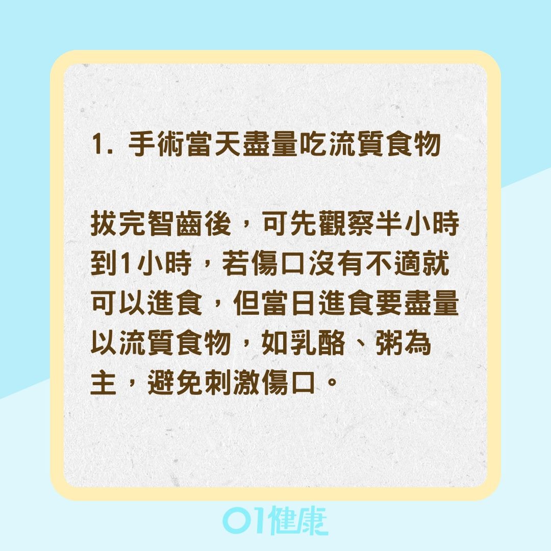 拔智齒後4大照護重點（01製圖）