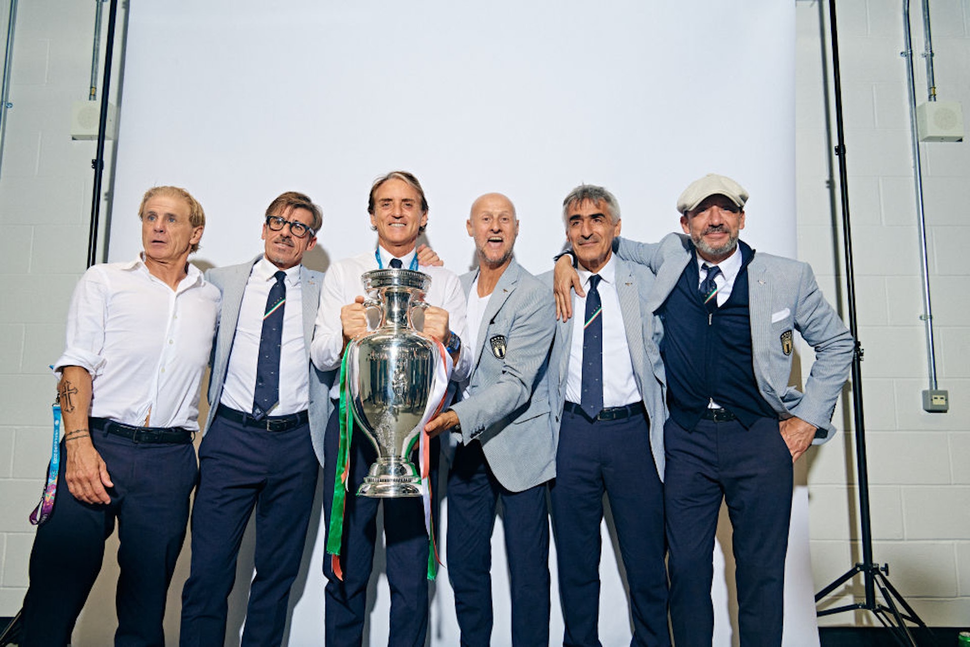 80至90年代一眾森多利亞球員齊集意大利教練團，為國家取下2020歐國盃。（Getty Images）