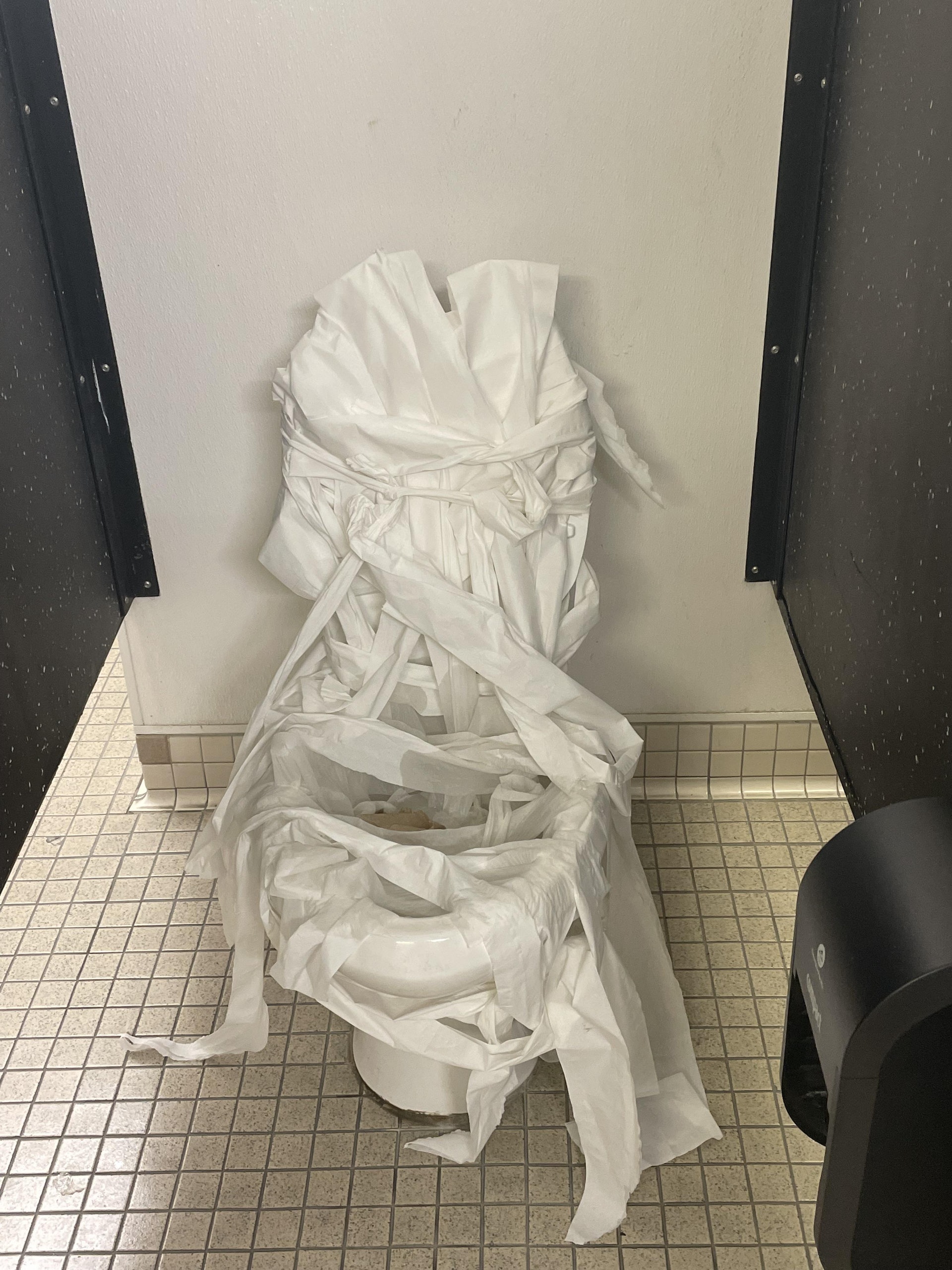 樓主在學校肚痛,發現唯一一個開放的馬桶早被大量廁紙封住,不少網民認為可以在地下直接解決。(Reddit討論區圖片) 樓主在學校肚痛,發現唯一一個開放的馬桶早被大量廁紙封住,不少網民認為可以在地下直接解決。(Reddit討論區圖片)