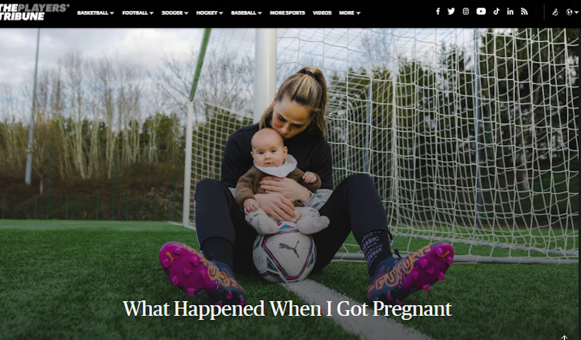 碧玉親自撰文講述懷孕期間球會里昂的無理待遇。（The Players' Tribune網頁截圖）