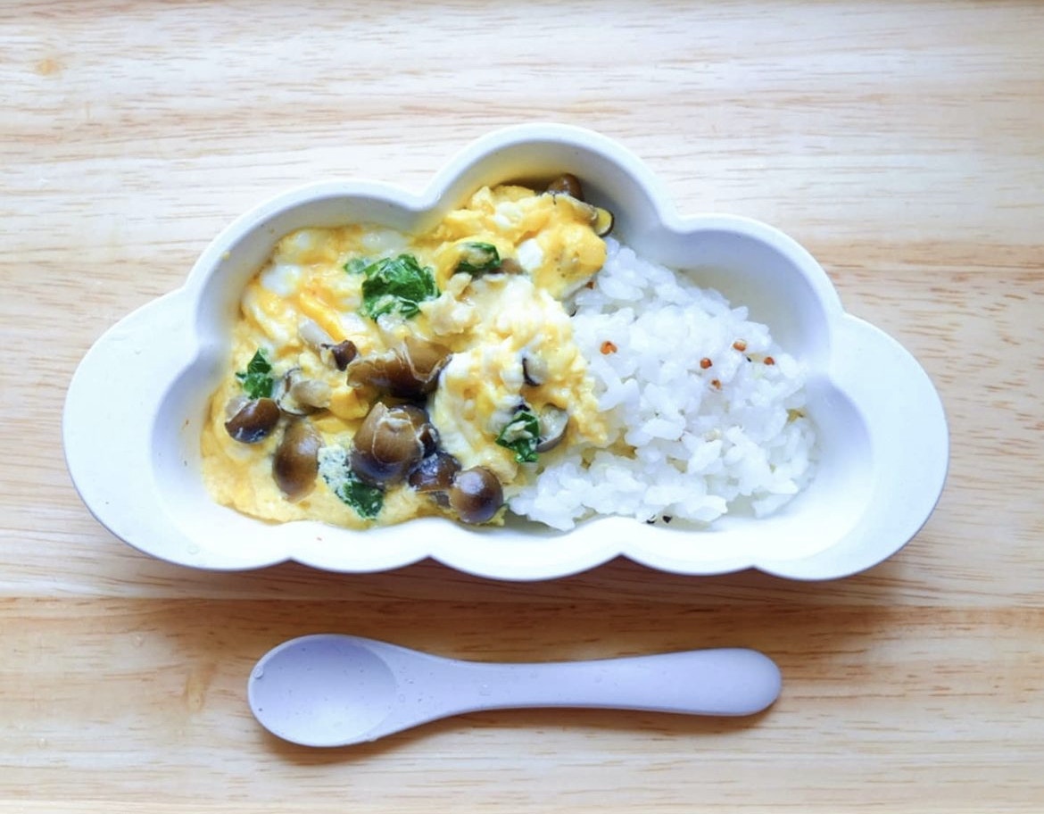 1歲幼兒加固食譜滑蛋本菇煮豬肉寶寶送飯一流！附昆布湯底教學