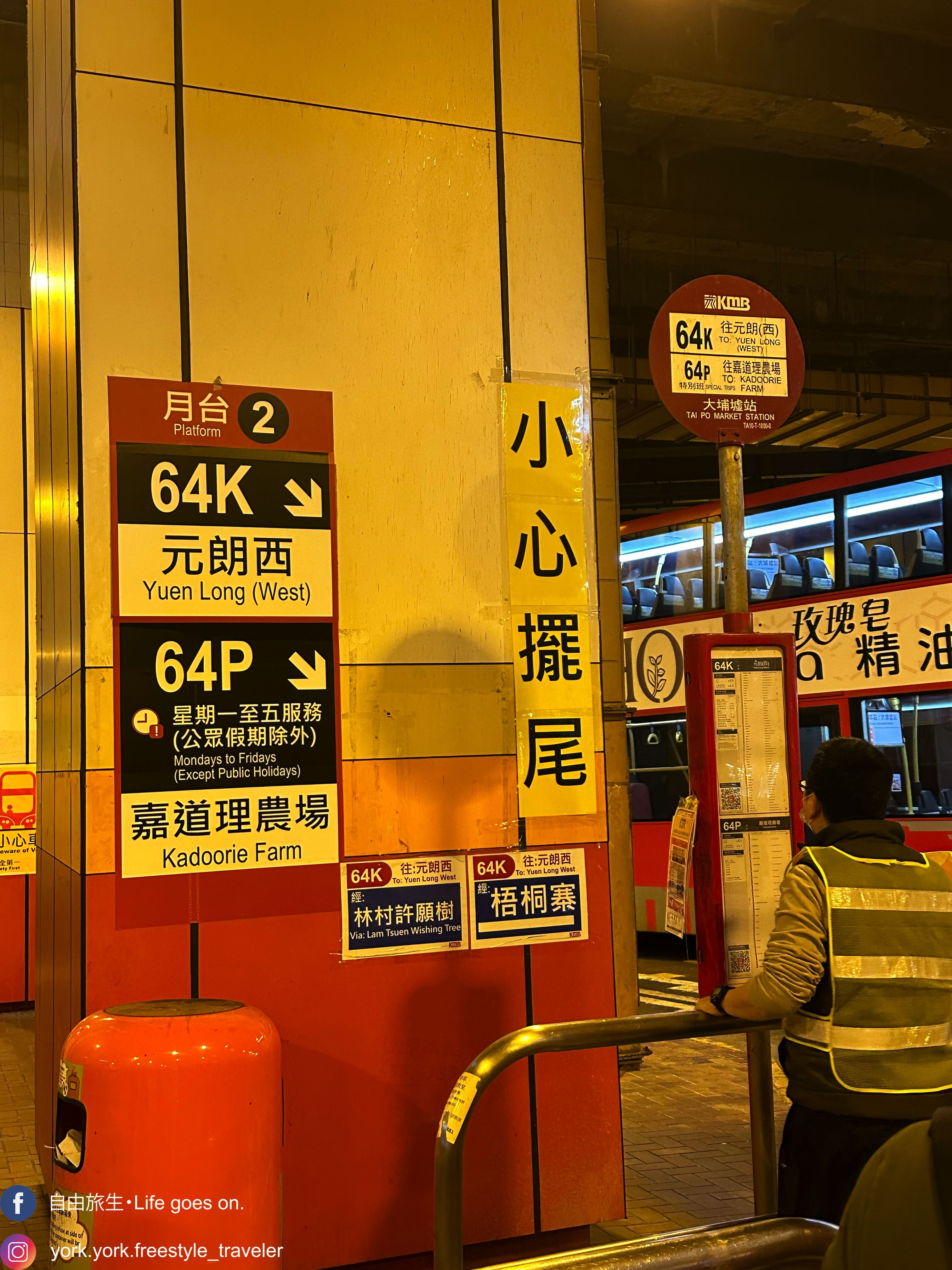 我們在港鐵大埔墟站出發，乘搭巴士64K，在「嘉道理農場」站落車，車程大約45分鐘！（自由旅生授權使用）