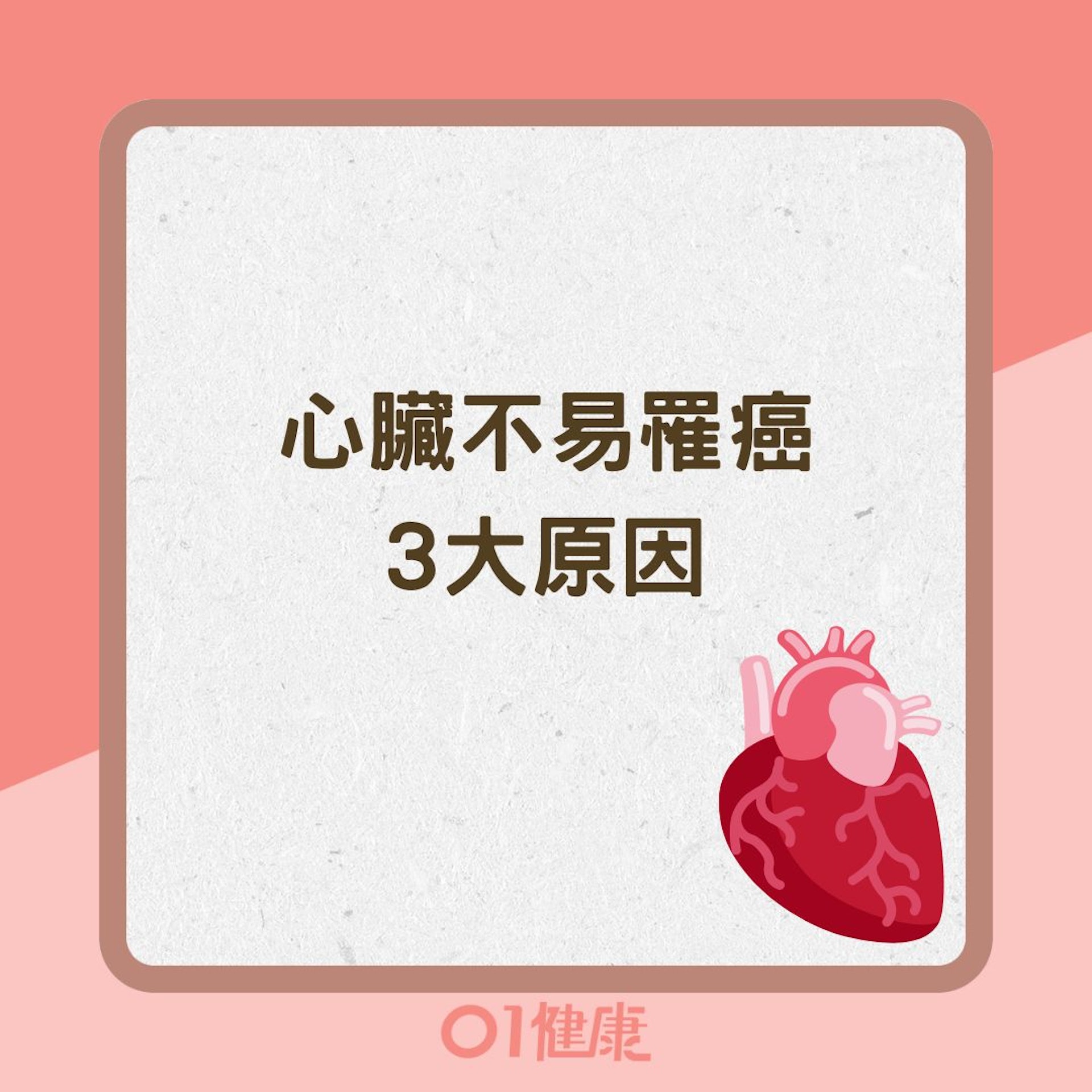心臟不易罹癌3大原因(01製圖) 心臟不易罹癌3大原因(01製圖)