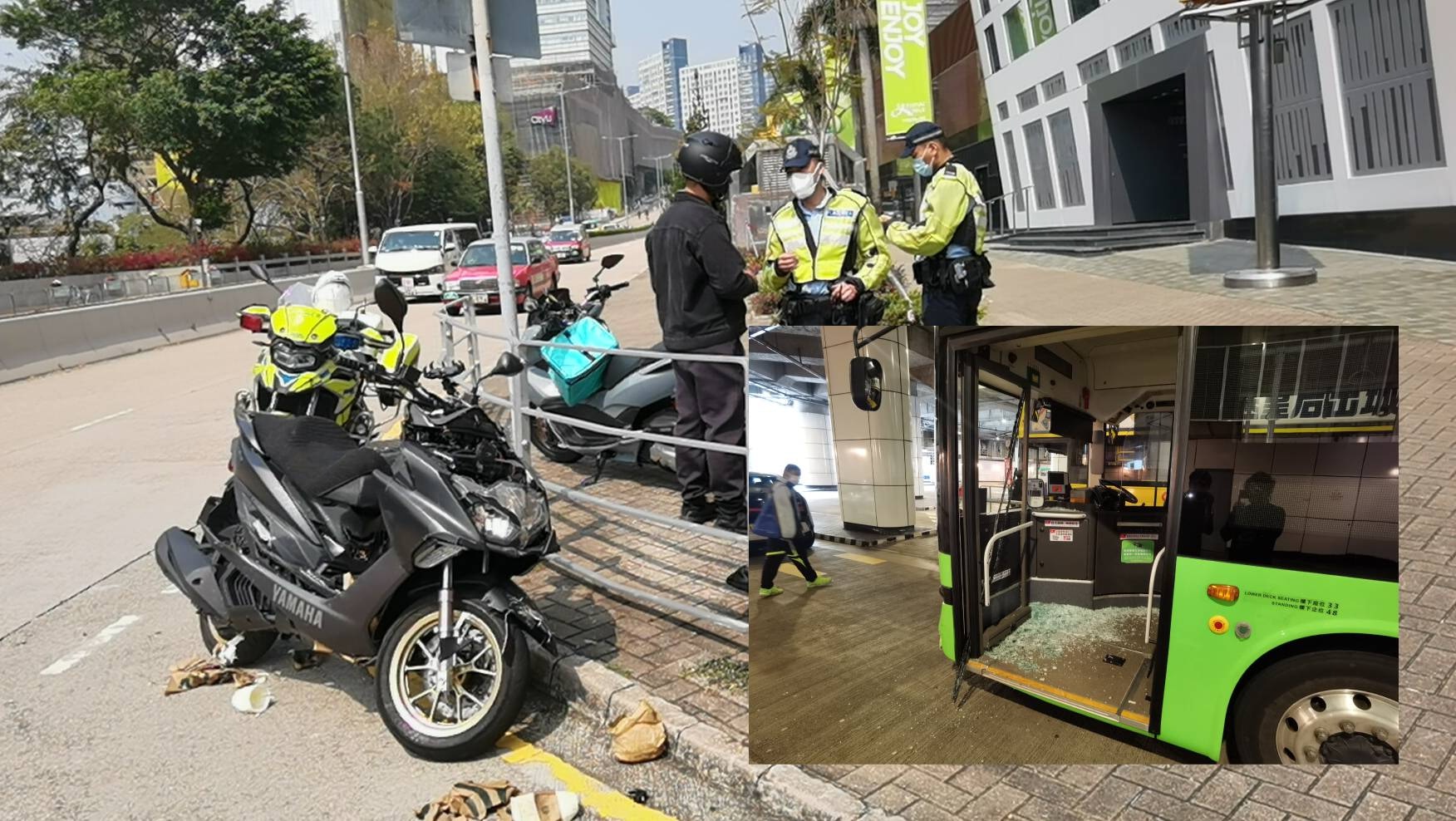 電單車又一城失事撼單層九巴　外賣員受傷送院