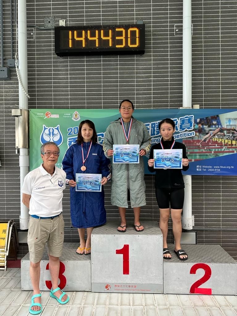 麥可欣於「2023香港CMAS盃蹼泳賽」中勇奪8面金牌，成績卓越。（港專提供圖片）