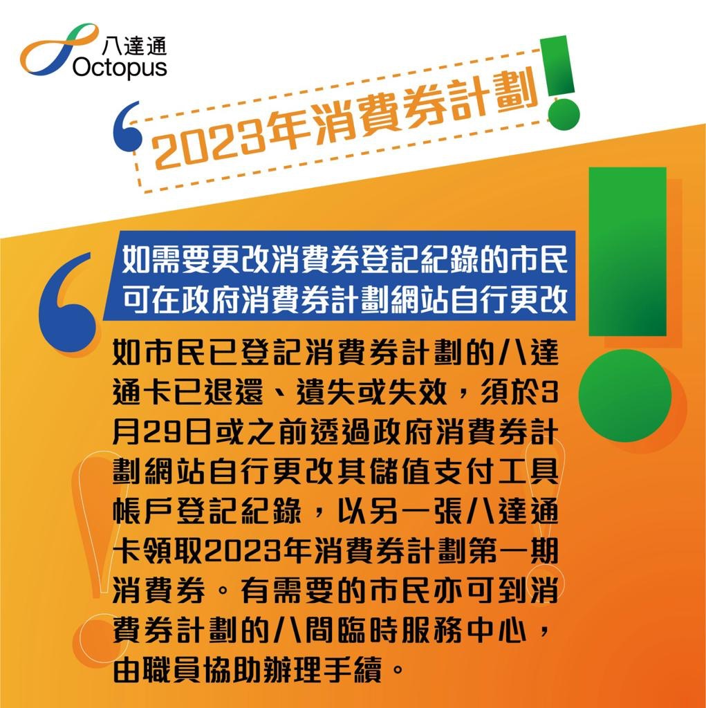 消費券2023｜已退八達通3.29前須更新樂悠咭可續用舊八達通領券