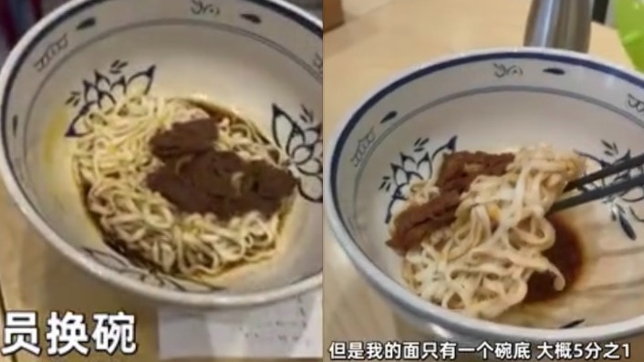 男子買麵分量僅能蓋住碗底　店家：「用的網紅碗　年輕人都喜歡」