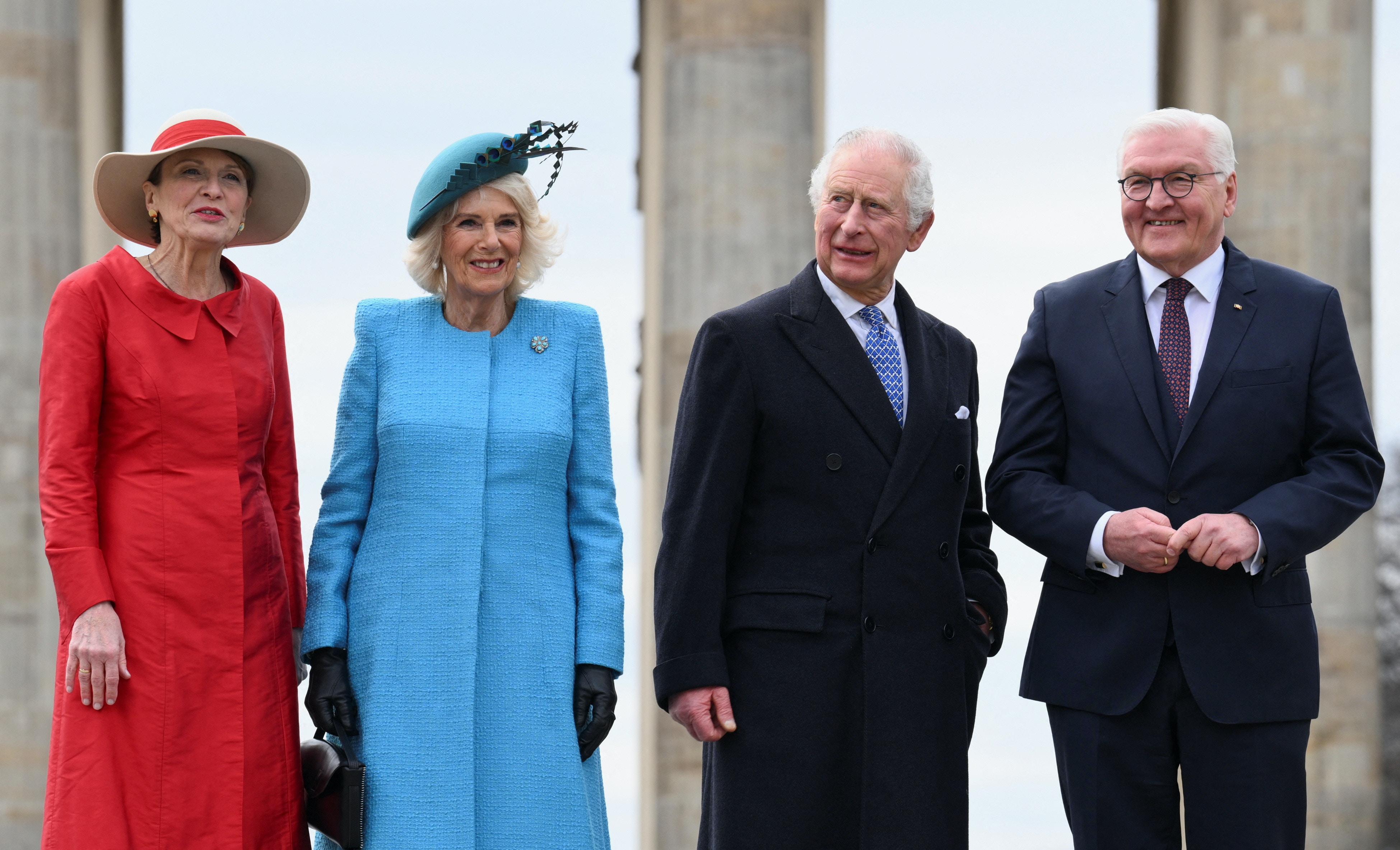 2023年3月29日，英王查理斯三世（King Charles III）與王后卡米拉（Camilla, Queen Consort）對德國展開國事訪問，獲德國總統施泰因邁爾（Frank-Walter Steinmeier）伉儷迎接。（Reuters）