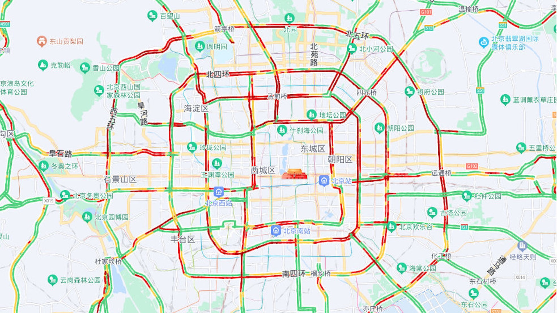 4月28日下午16時北京市交通已開始嚴重擁堵。(微博) 4月28日下午16時北京市交通已開始嚴重擁堵。(微博)