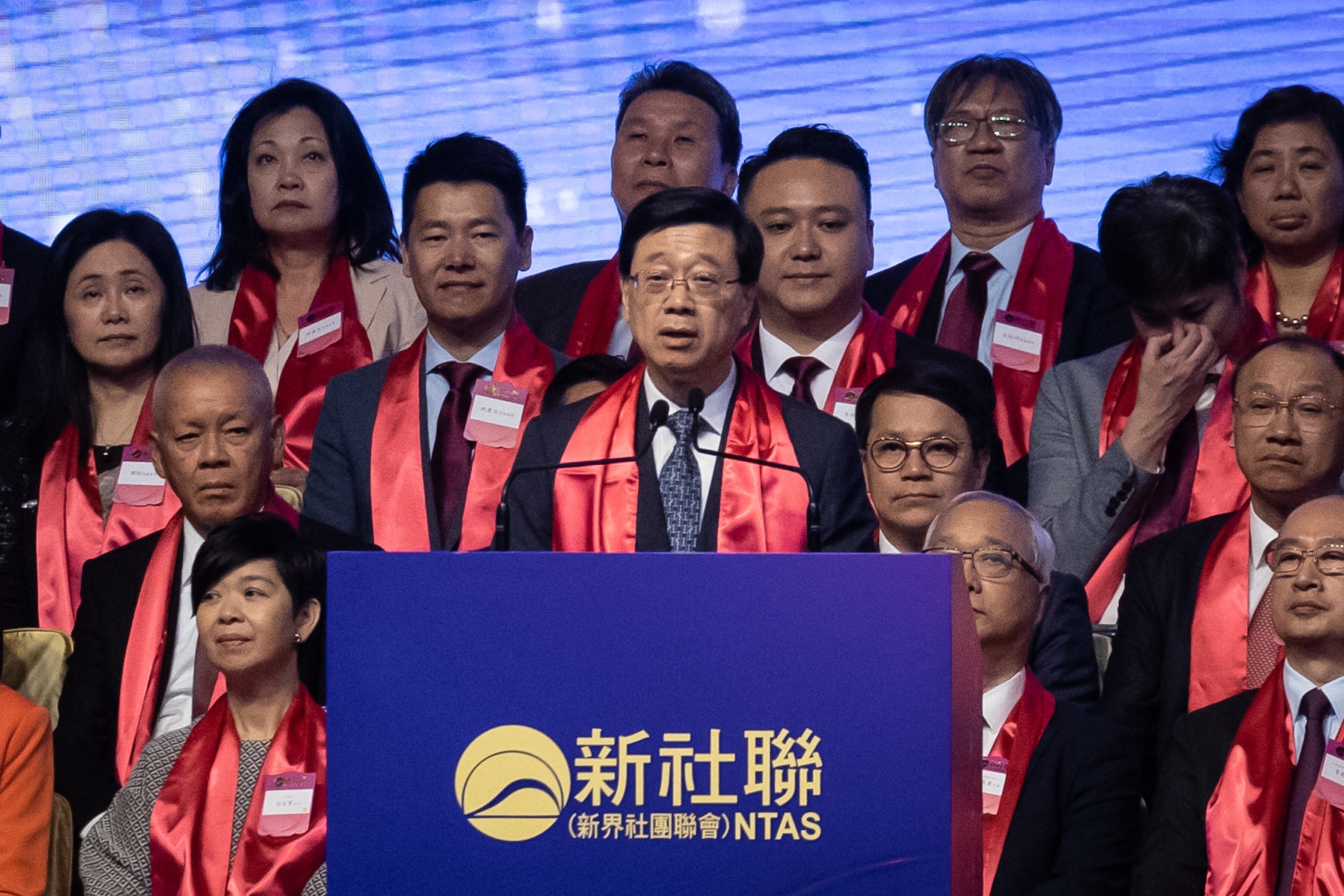 李家超出席新社聯38周年會慶暨第十四屆常務理事會就職典禮。（廖雁雄攝）