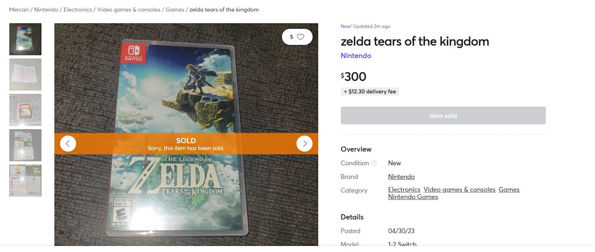 相關頁面現時已被移除,不知道是不是任天堂出手了。https://www.mercari.com/us/item/m46100100581/ 相關頁面現時已被移除,不知道是不是任天堂出手了。https://www.mercari.com/us/item/m46100100581/