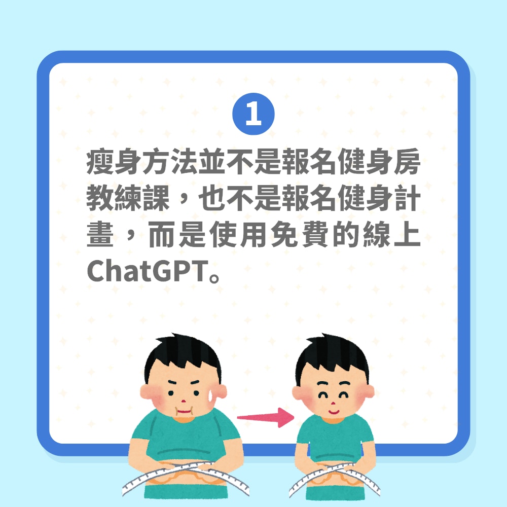 減肥｜ChatGPT踩過界做健身教練　網民用身體實測3個月激減12kg（01製圖）