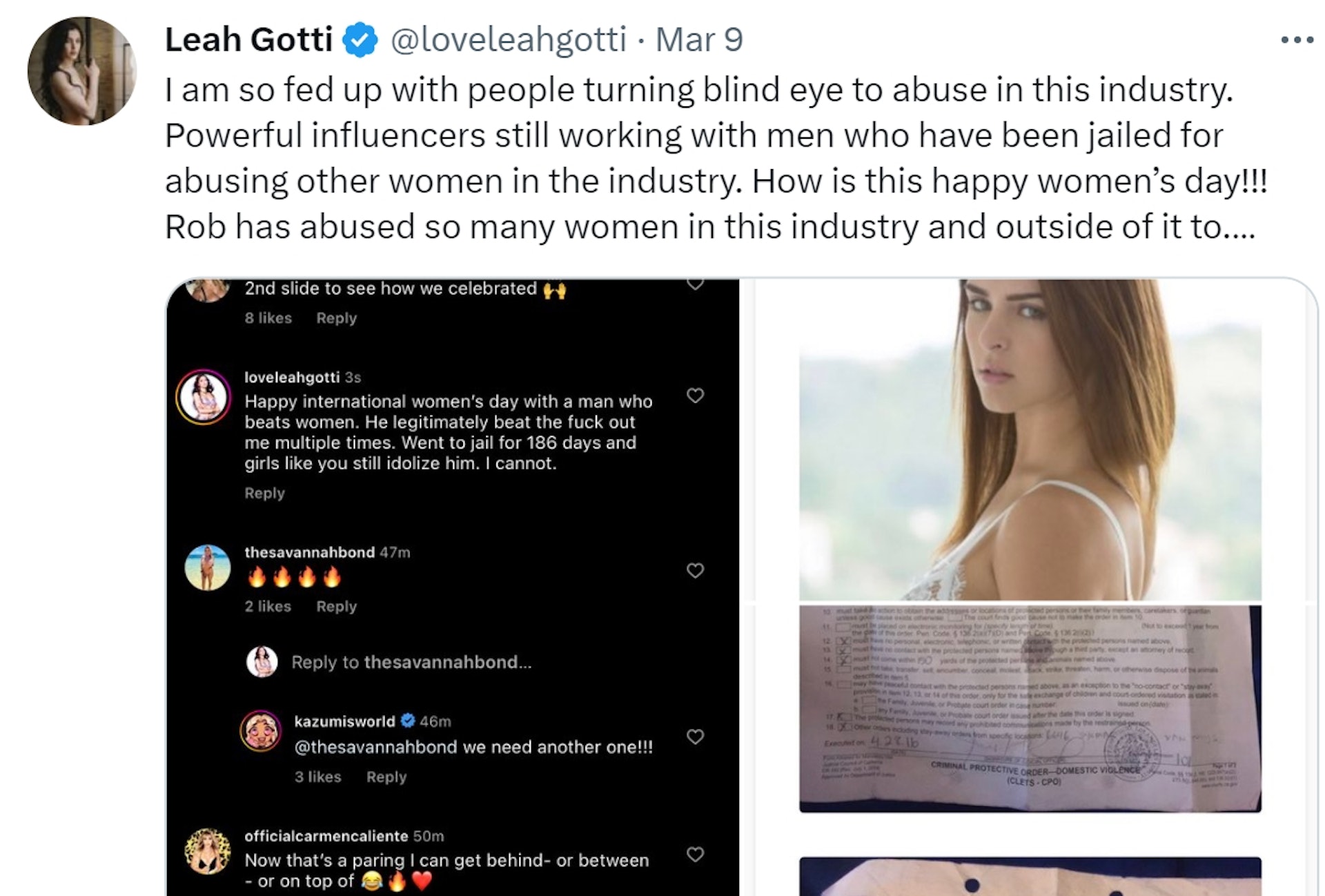 Leah Gotti近日揭露AV女優遭受性剝削的情況,盼引起公眾關注。(Twitter@loveleahgotti) Leah Gotti近日揭露AV女優遭受性剝削的情況,盼引起公眾關注。(Twitter@loveleahgotti)