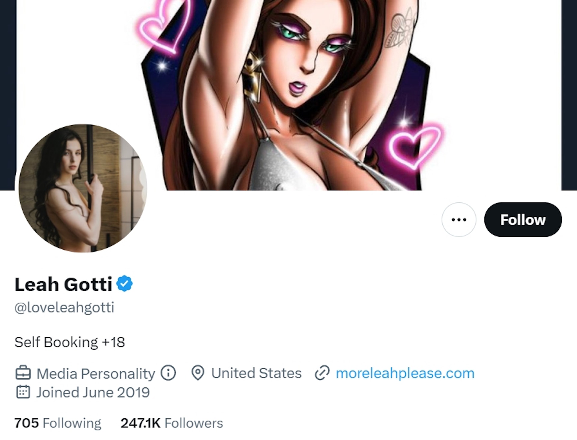 Leah Gotti是美國知名AV女優,在Twitter上有逾24萬人追蹤。(Twitter@loveleahgotti) Leah Gotti是美國知名AV女優,在Twitter上有逾24萬人追蹤。(Twitter@loveleahgotti)