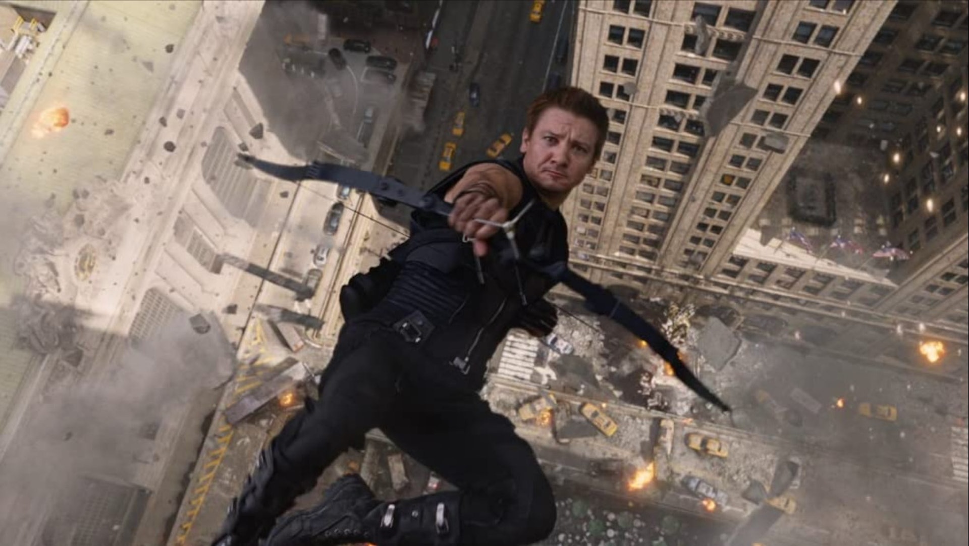 Marvel超级英雄「鹰眼」由谢洛美维纳饰演,是六位元祖复仇者联盟成员之一。(《复仇者联盟》电影剧照)