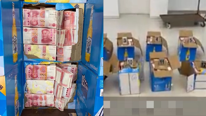 雲南昆明海關查驗啤酒箱發現1399萬人民幣現金 已移交緝私局 雲南昆明海關查驗啤酒箱發現1399萬人民幣現金 已移交緝私局