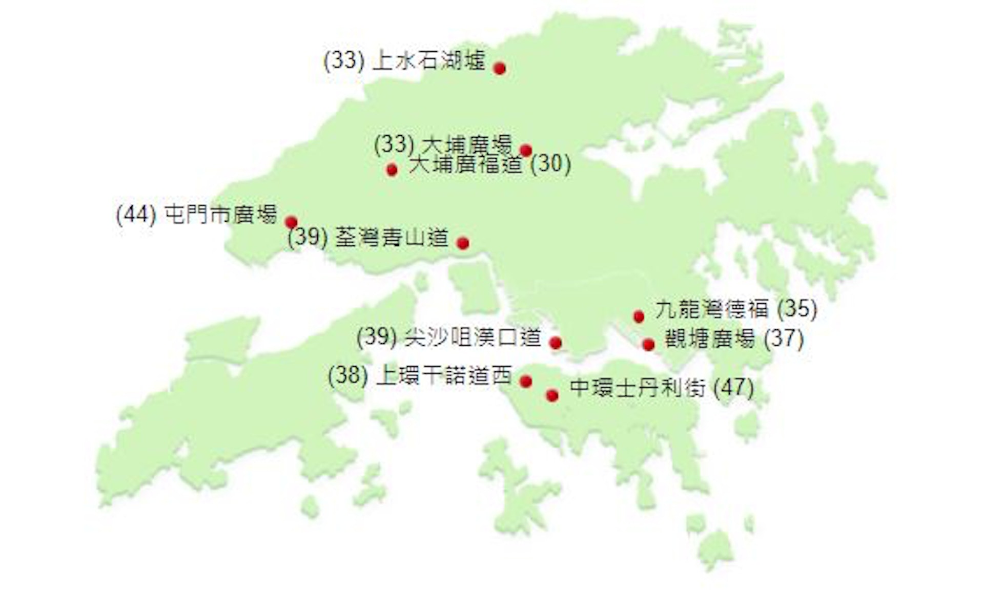 10 大幸運投注站地圖位置。(馬會) 10 大幸運投注站地圖位置。(馬會)