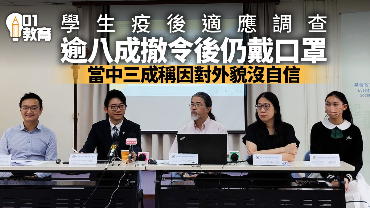 撤口罩令後仍有逾八成學生戴口罩 三成人稱因對外貌沒自信 撤口罩令後仍有逾八成學生戴口罩 三成人稱因對外貌沒自信