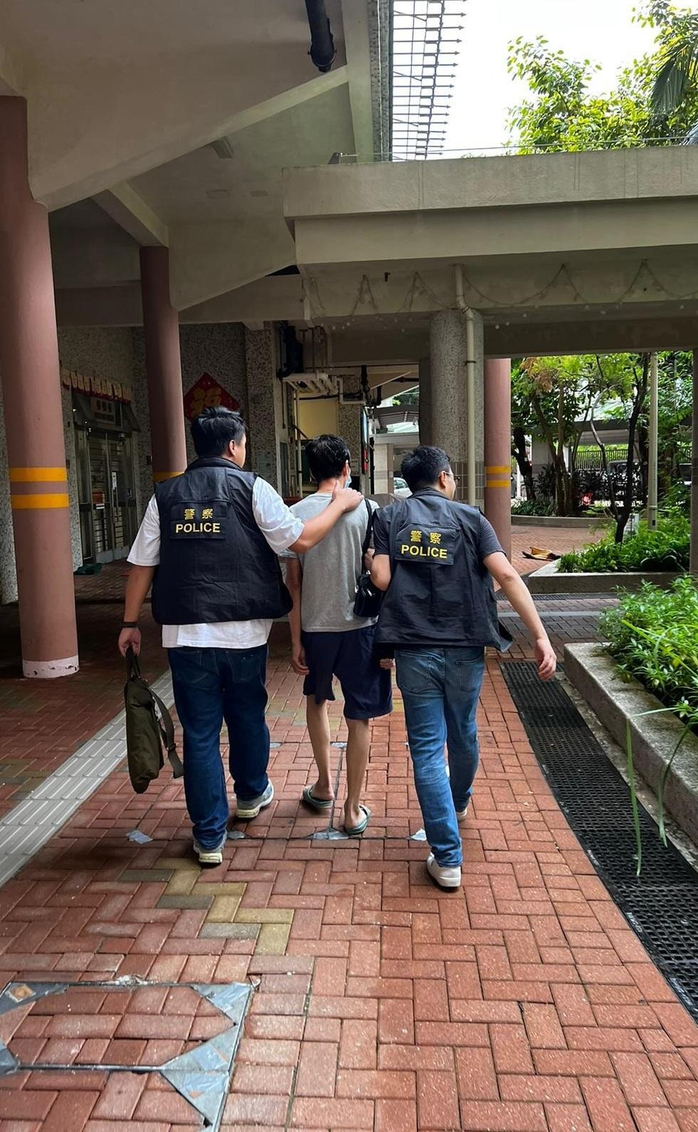 警方於今日（19日）拘捕一名男子，他涉嫌與5月至7月期間4宗區內發生的盜竊案有關。（警方提供圖片)