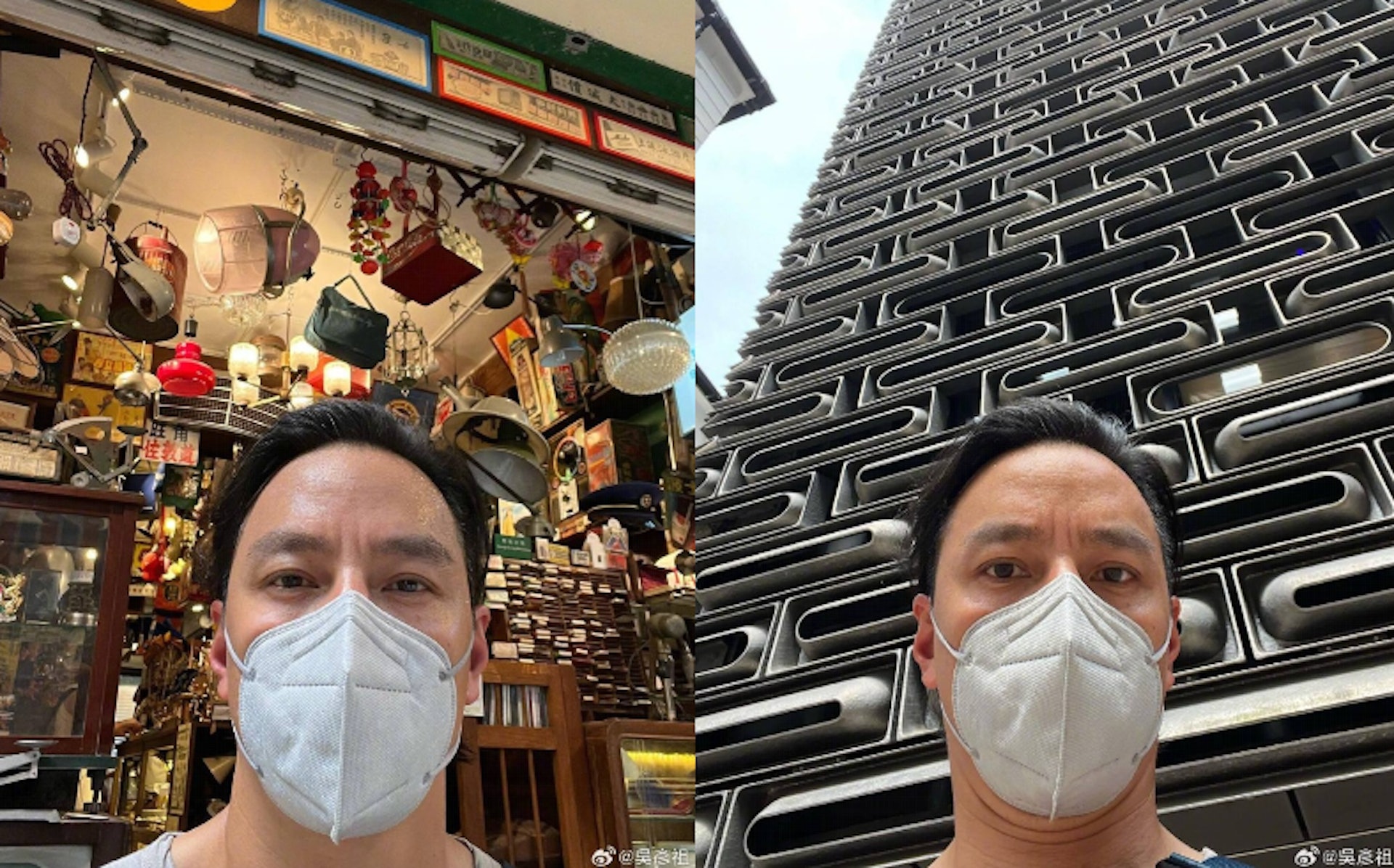 吳彥祖自拍現三層雙下巴。(吳彥祖微博圖片) 吳彥祖自拍現三層雙下巴。(吳彥祖微博圖片)