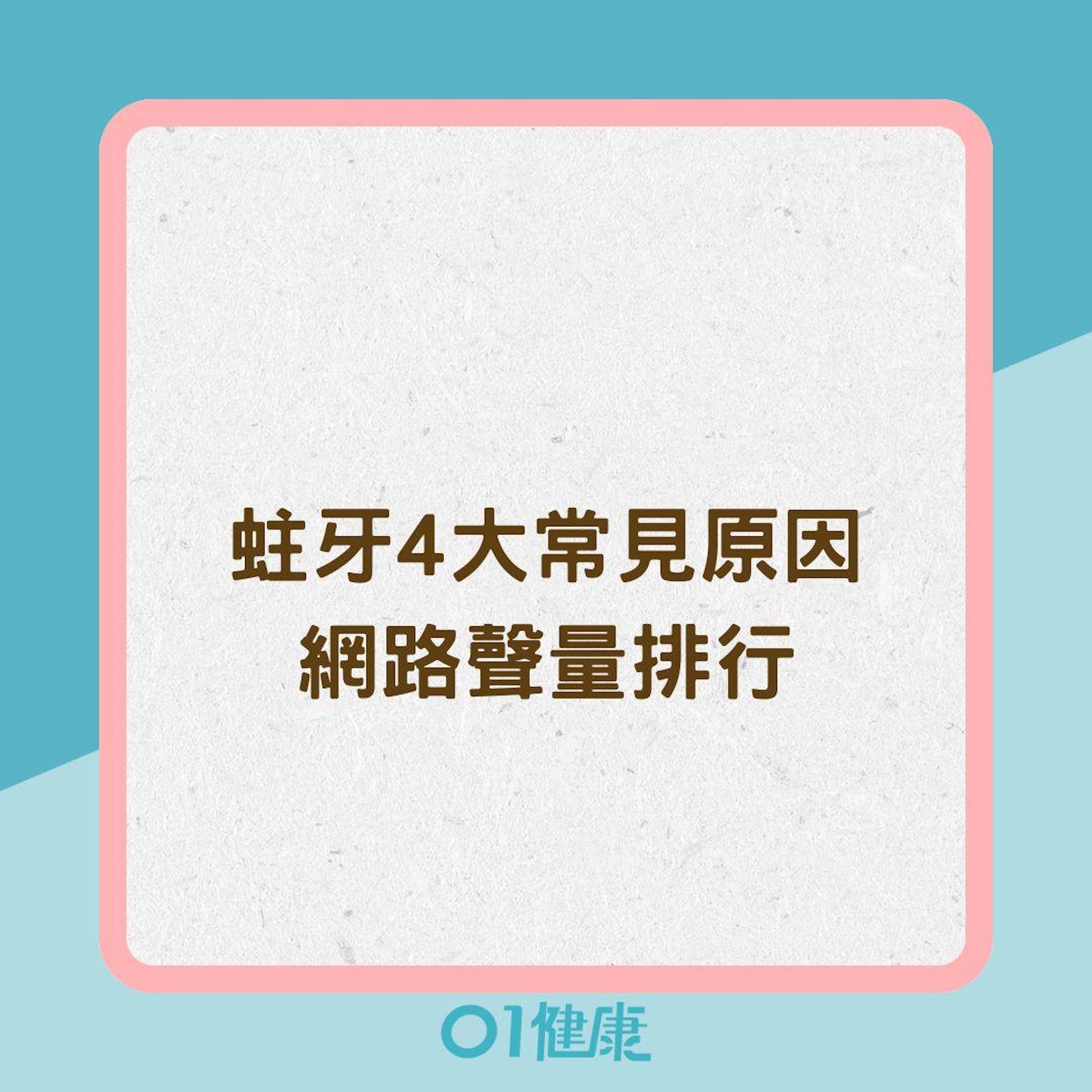 蛀牙4大常見原因網路聲量排行(01製圖) 蛀牙4大常見原因網路聲量排行(01製圖)