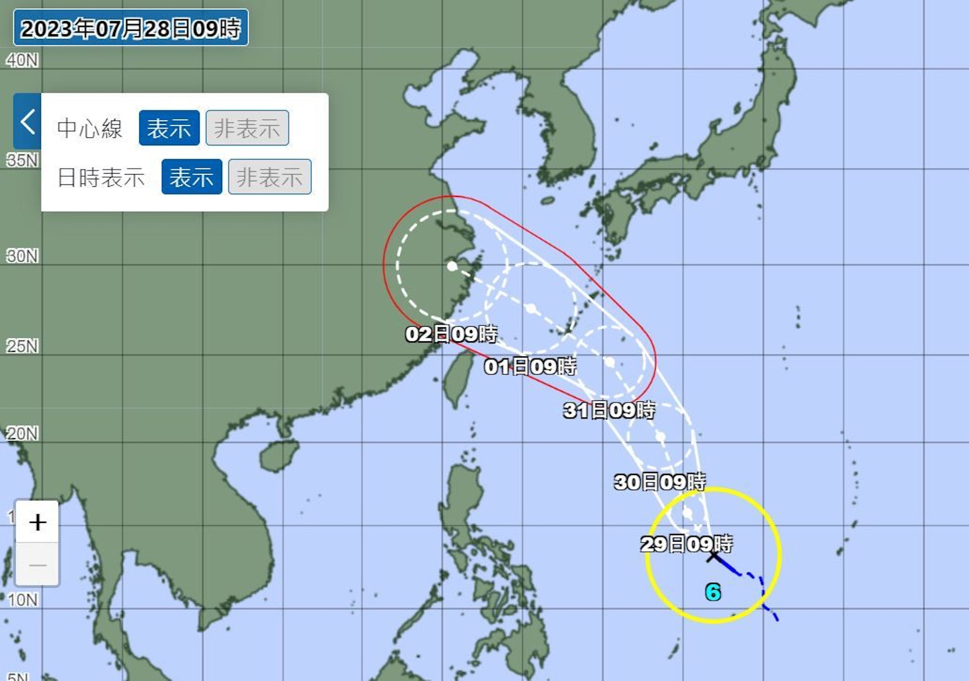 日本氣象廳預測卡努路徑。(日本氣象廳) 日本氣象廳預測卡努路徑。(日本氣象廳)