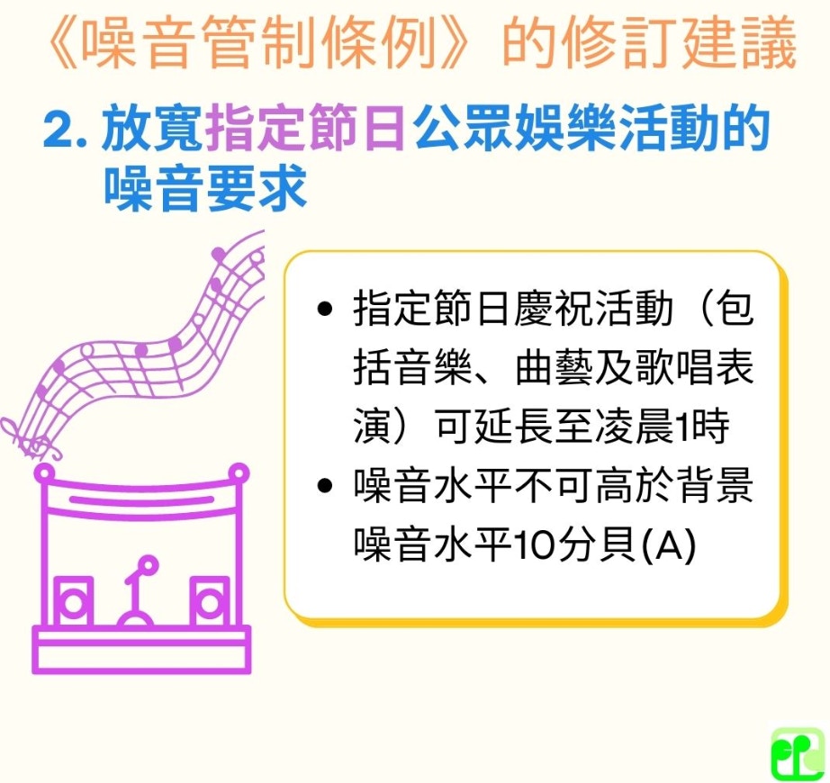 《噪音管制條例》修訂建議五大重點。（環保署文件截圖）