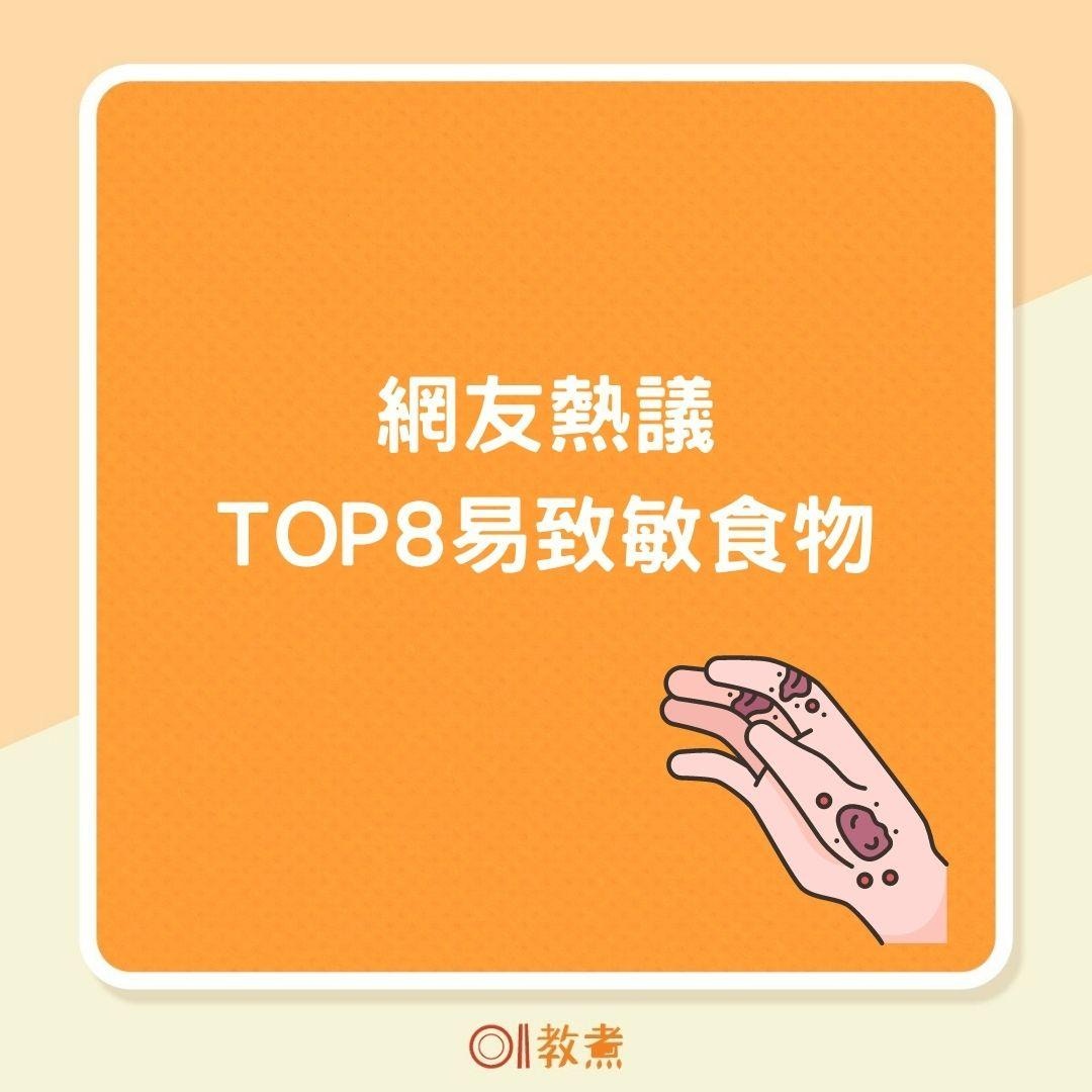 網友熱議TOP8 易致敏食物（01製圖）