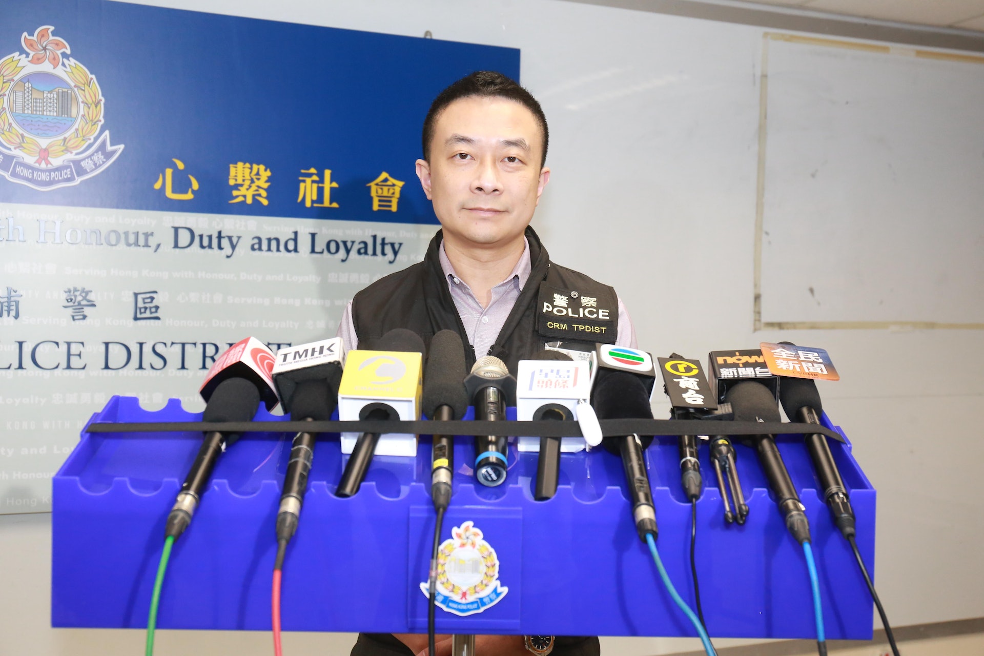 大埔警區助理指揮官刑事警司陳啟澤交代案情。(林振華攝) 大埔警區助理指揮官刑事警司陳啟澤交代案情。(林振華攝)