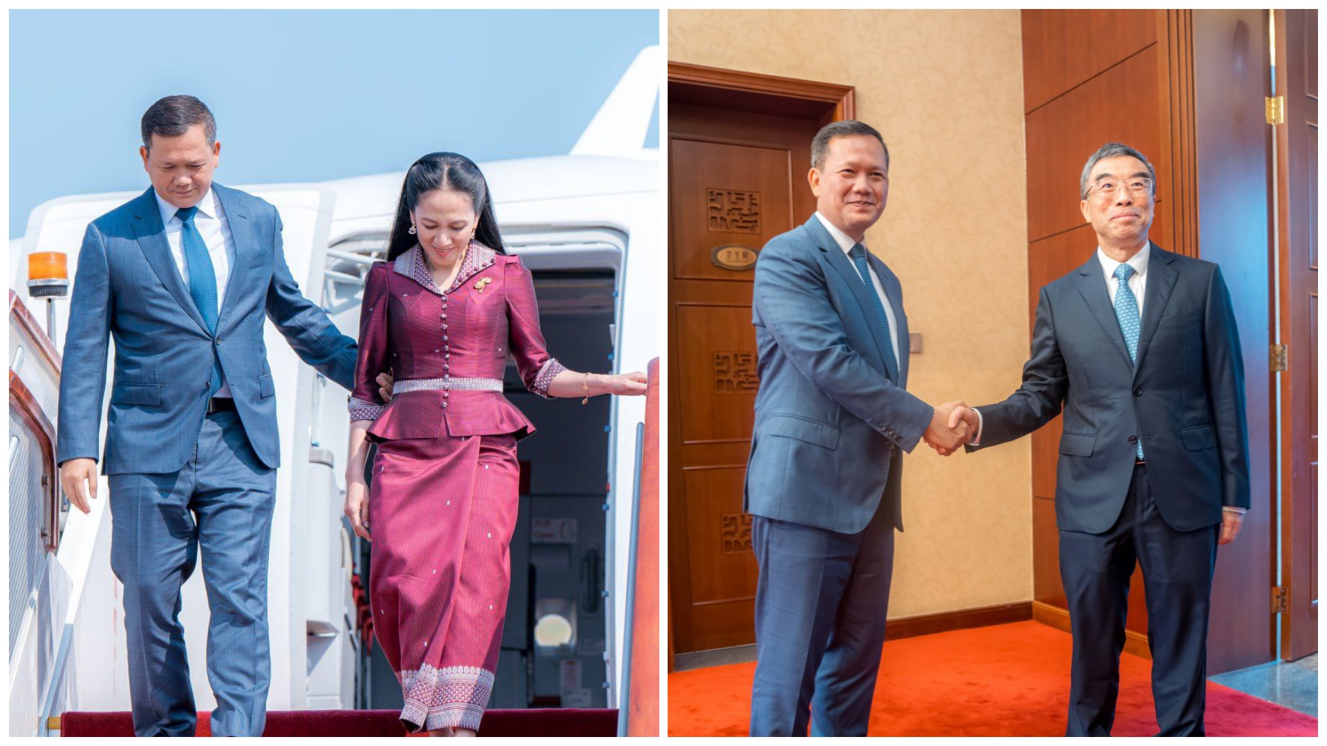 柬埔寨首相洪馬內抵中國上任後首次外訪晤華為董事長