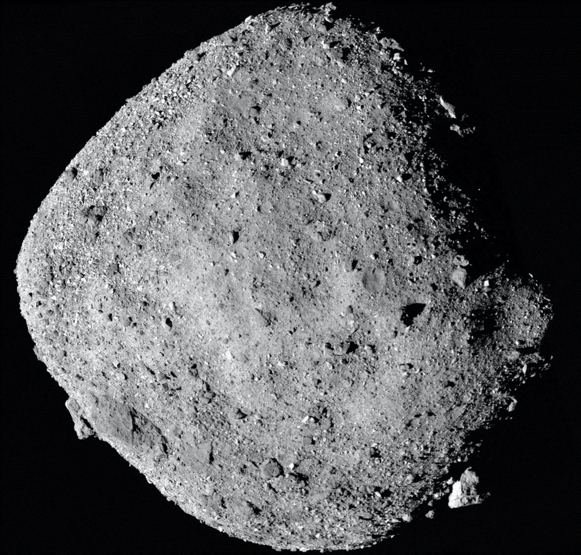 圖為2018年12月2日，OSIRIS-REx拍攝的小行星「貝努」（Bennu）圖像。（路透社）