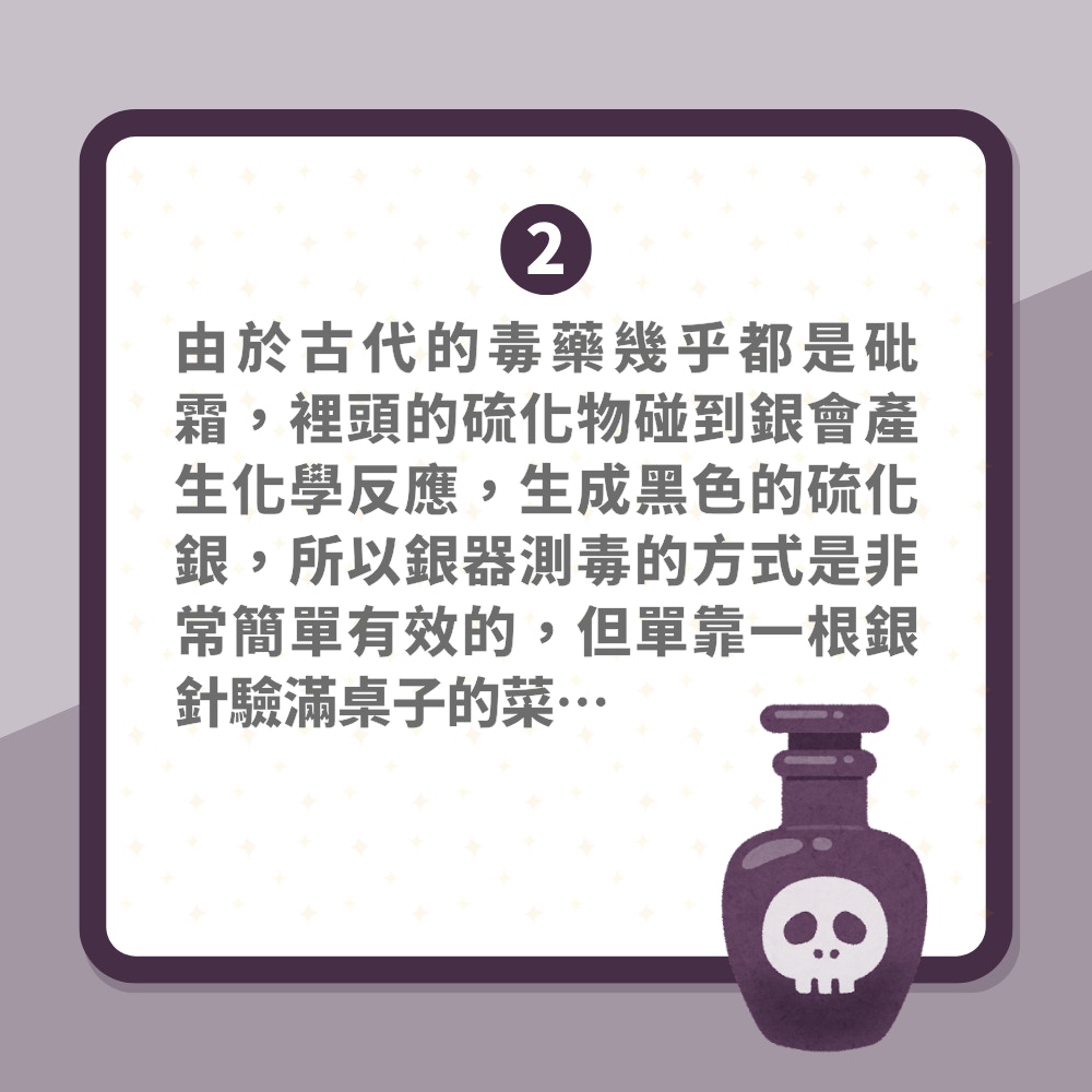 古代要毒死皇帝難過登天！防止天子被毒殺4招　原來唔止銀針試毒（01製圖）