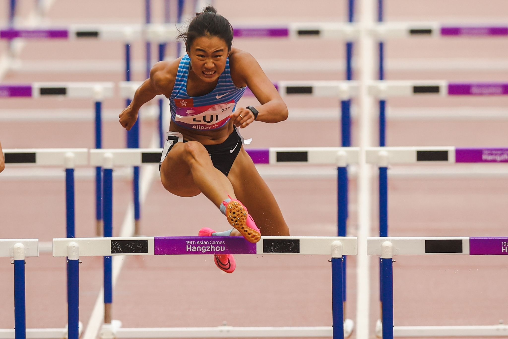 杭州亞運：女子100米跨欄預賽，圖為呂麗瑤。（楊宇翹攝）