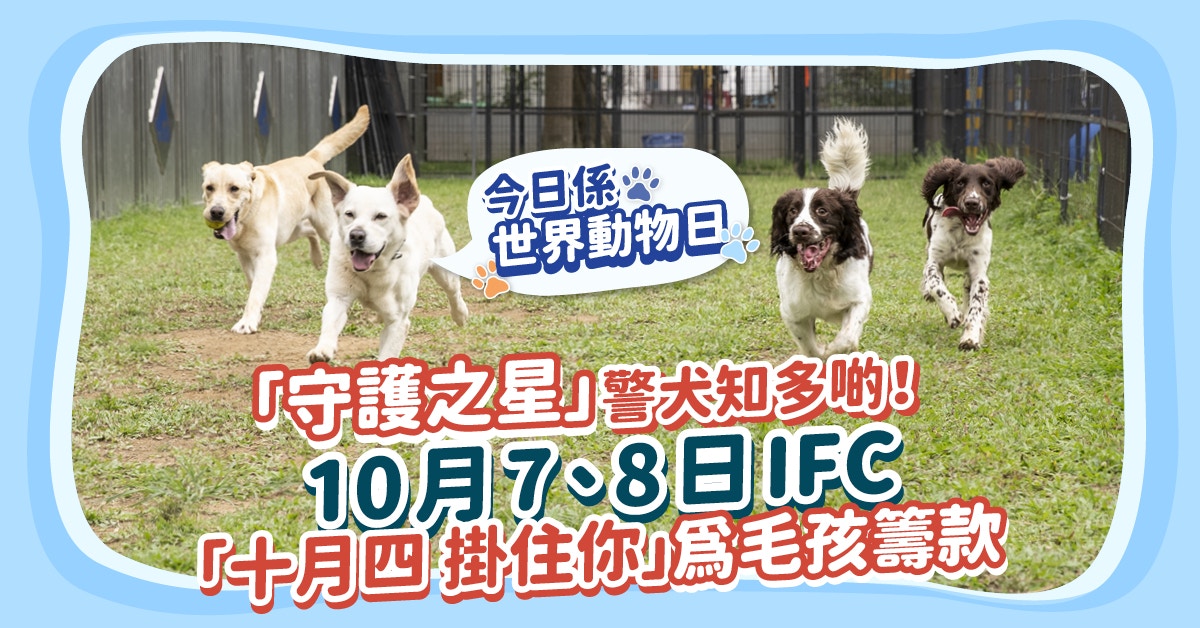 世界動物日「守護之星」警犬知多啲 「十月四 掛住你」為毛孩籌款