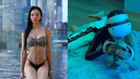 李元玲騷小蠻腰玩虛擬遊戲 愛貓鑽入胸前共玩超萌搶鏡 李元玲騷小蠻腰玩虛擬遊戲 愛貓鑽入胸前共玩超萌搶鏡