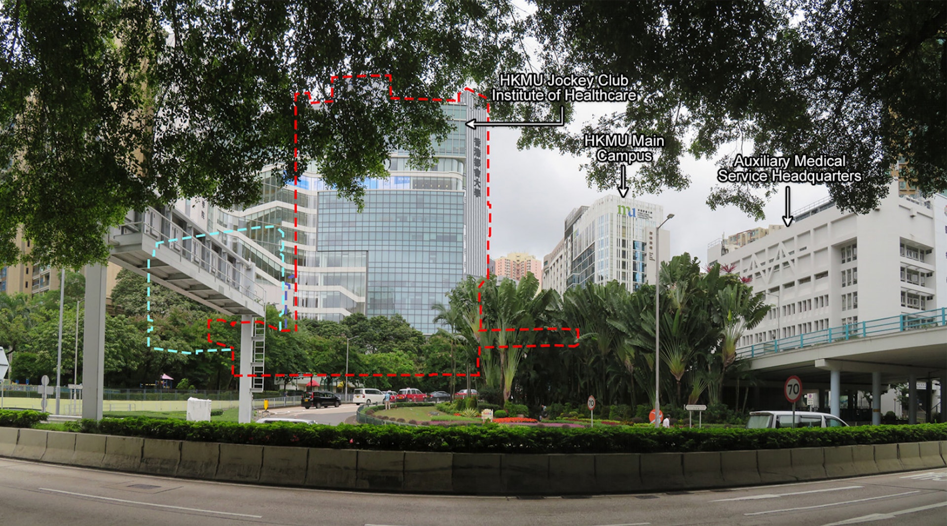 都會大學申請在常盛街佛光街交界斜坡興建一幢20層高教學大樓。(文件截圖) 都會大學申請在常盛街佛光街交界斜坡興建一幢20層高教學大樓。(文件截圖)