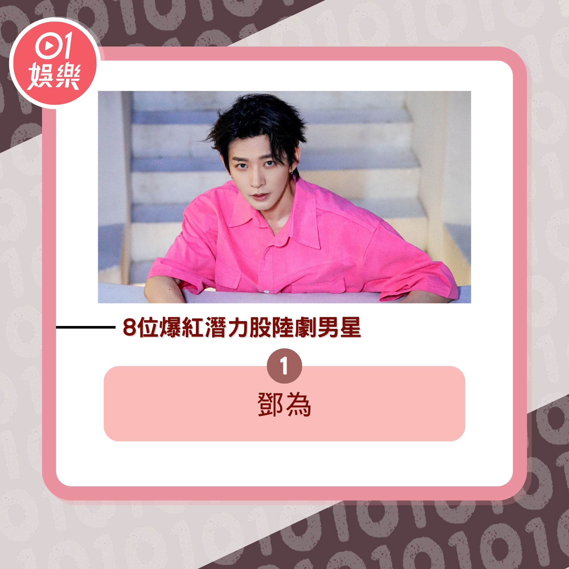 8位爆紅潛力股陸劇男星(01製圖/微博@鄧為D) 8位爆紅潛力股陸劇男星(01製圖/微博@鄧為D)