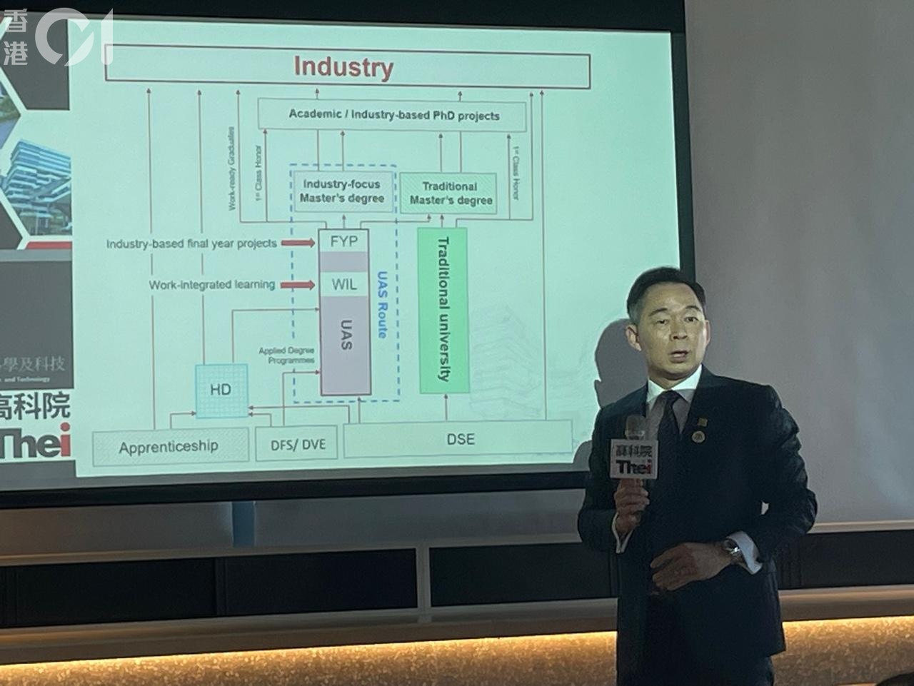 劉建德表示，院校現正積極籌備申請升格為大學，預計整個審批過程需時三年或以上。（洪芷菁攝）