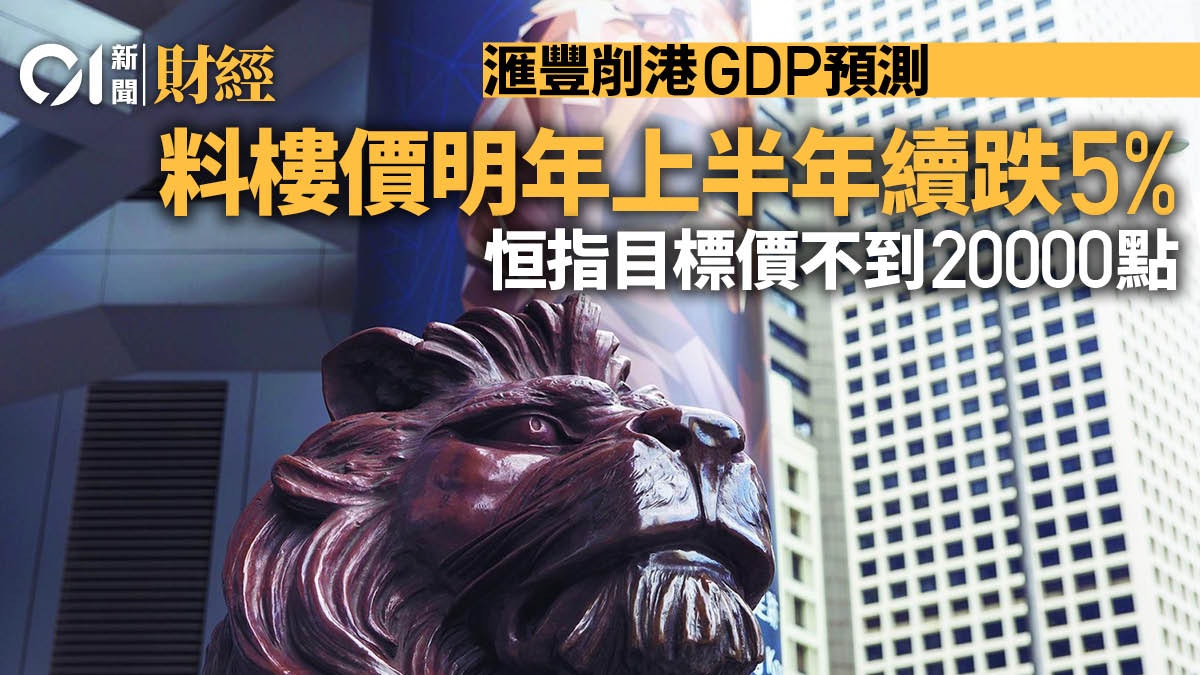 滙豐削香港GDP預測 樓價明年上半年再跌5% 恒指目標價不足2萬點 滙豐削香港GDP預測 樓價明年上半年再跌5% 恒指目標價不足2萬點