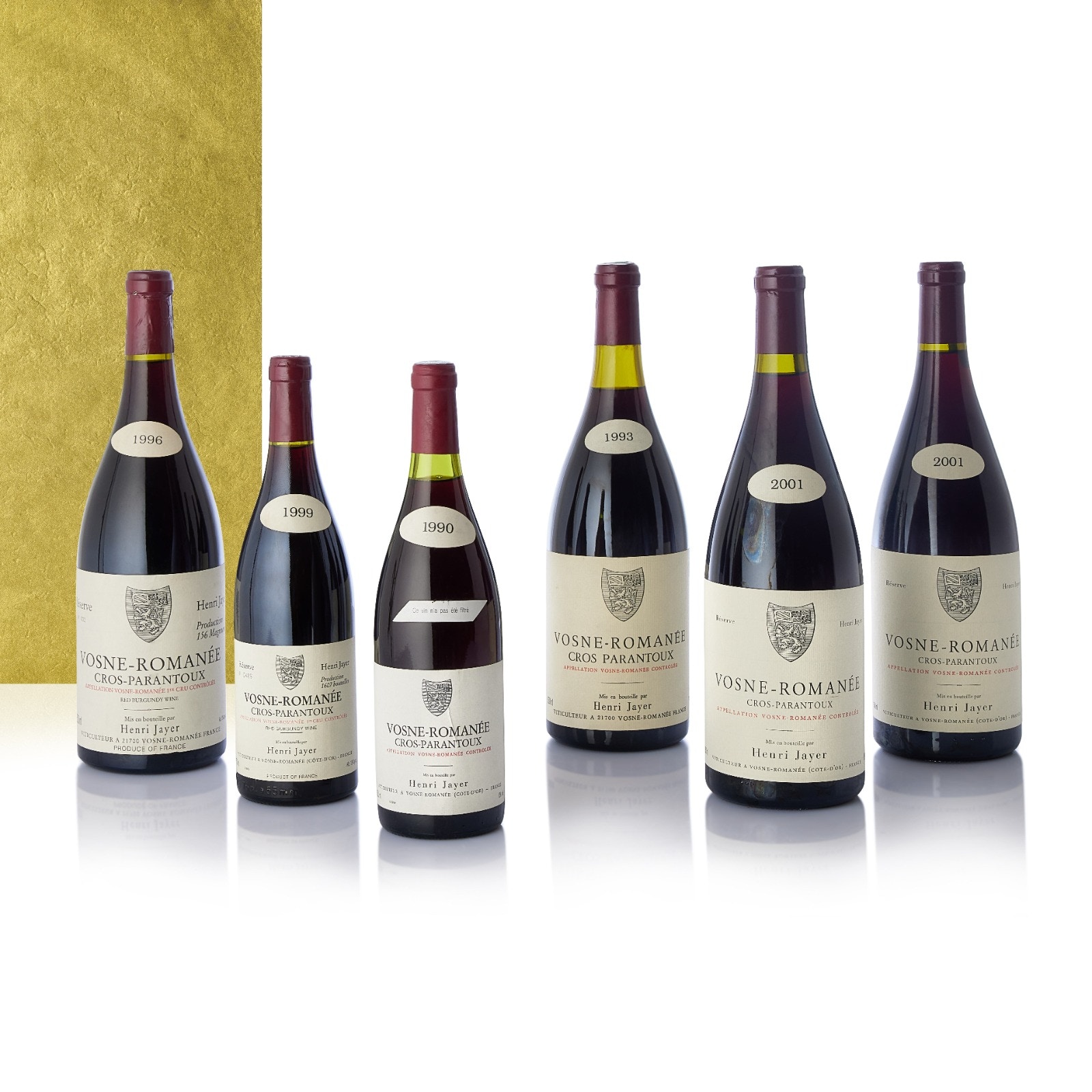 10瓶「Vosne Romanée Cros Parantoux 1999 Henri Jayer」於是次拍賣以領先姿態拍出，以1,875,000港元成交（圖片來源：香港蘇富比）