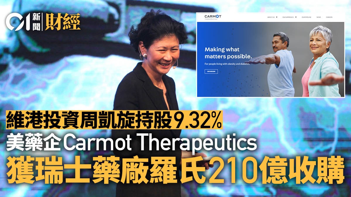 維港投資曾投資藥企Carmot Therapeutics獲羅氏斥210億元收購
