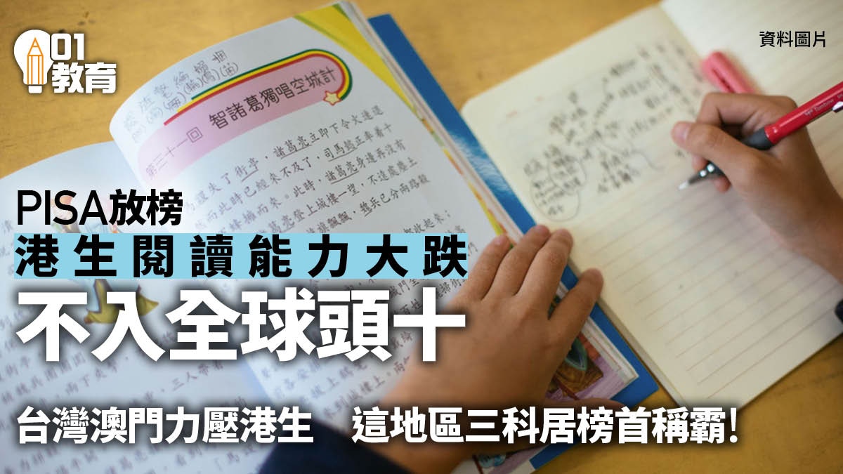 PISA放榜｜港生閱讀能力跌出全球首十位　新加坡學生3範疇均第一