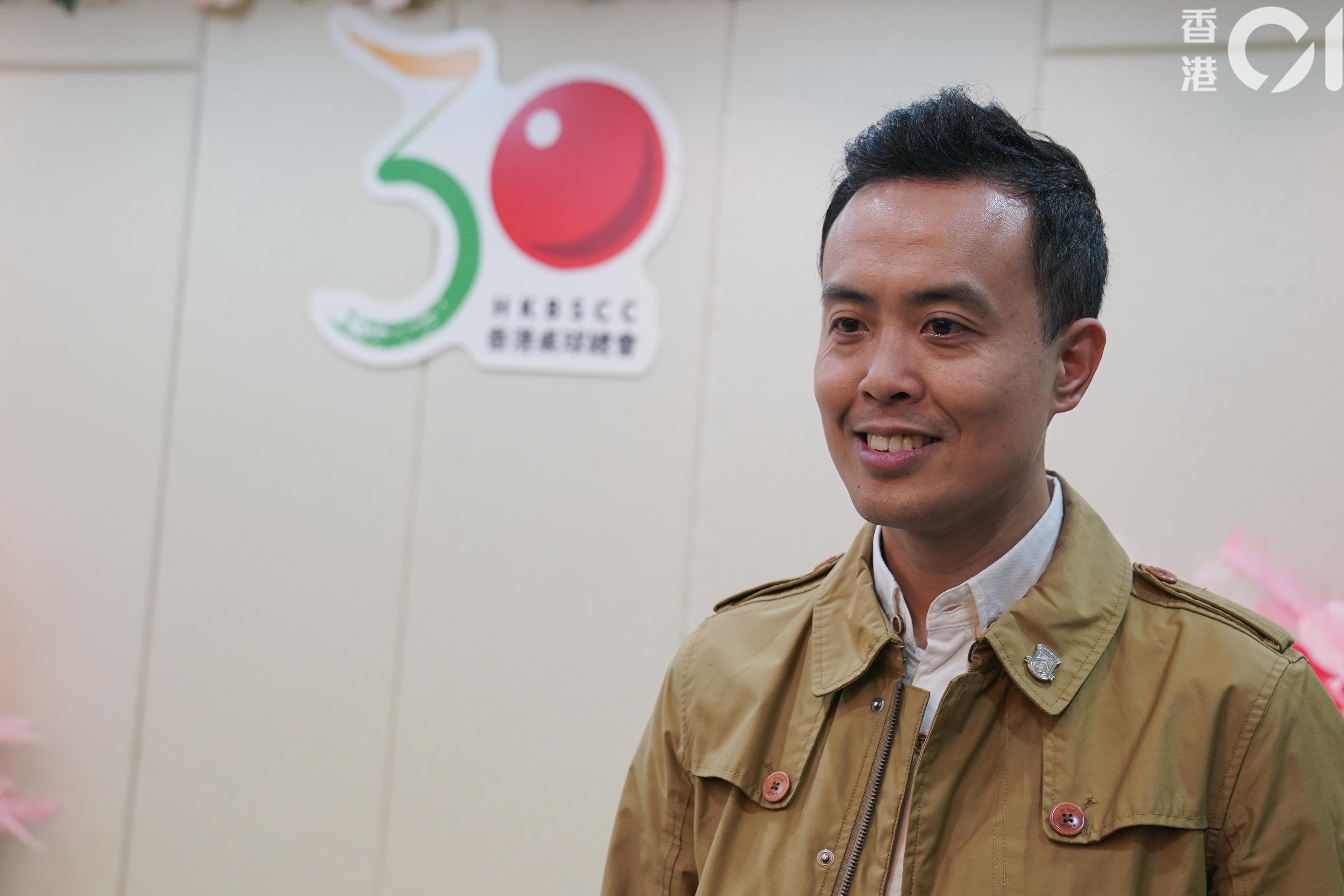 傅家俊周二（12日）出席香港桌球總會30周年晚宴，自言對今季開季表現滿意。（葉詩敏攝）